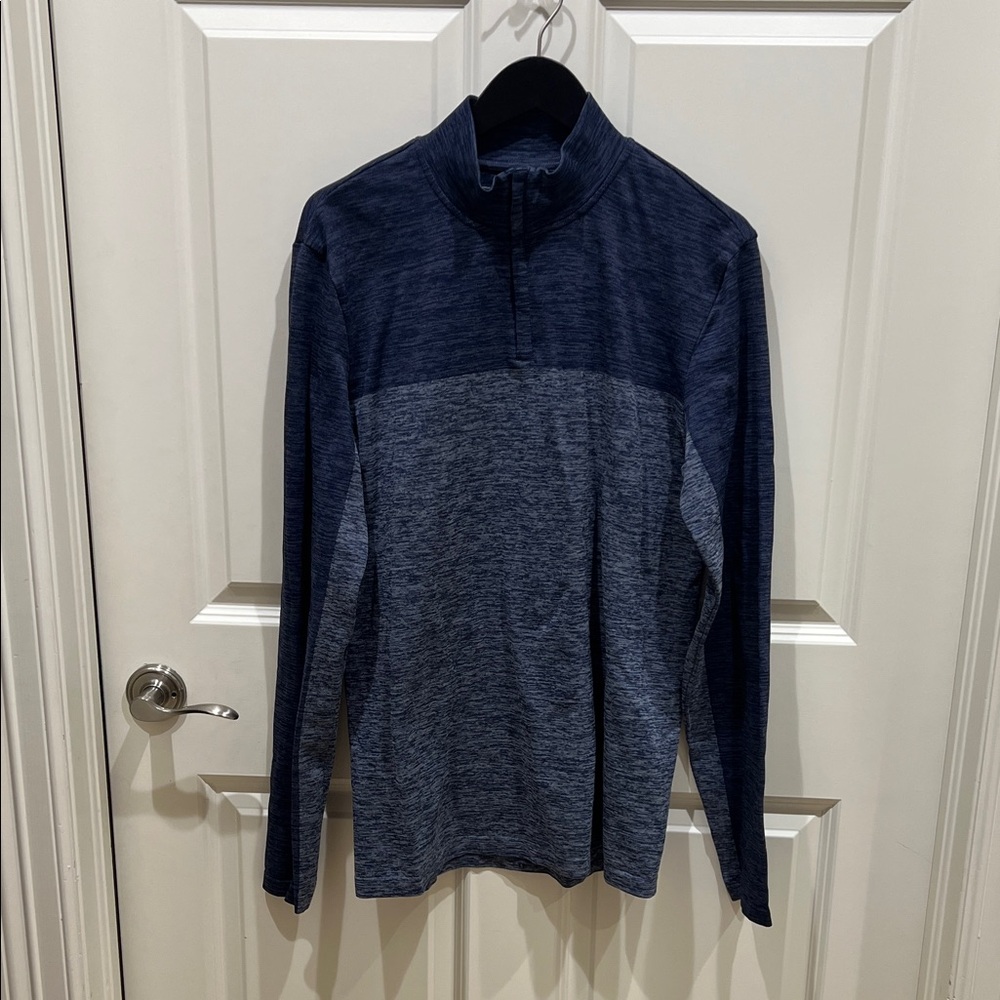 Marc Anthony Men's Zip Up Sweater - Dark Blue and Gray
